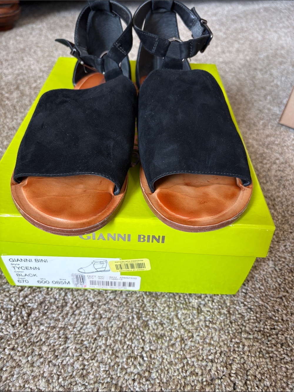 Gianni Bini Black Suede Open-Toe Ankle-Strap Sandals